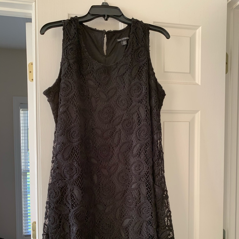 Black Lace Nina Leonard Swing Dress
